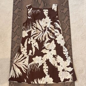 H&M Brown Dress with Cream Floral Print - Sleeveless A-Line